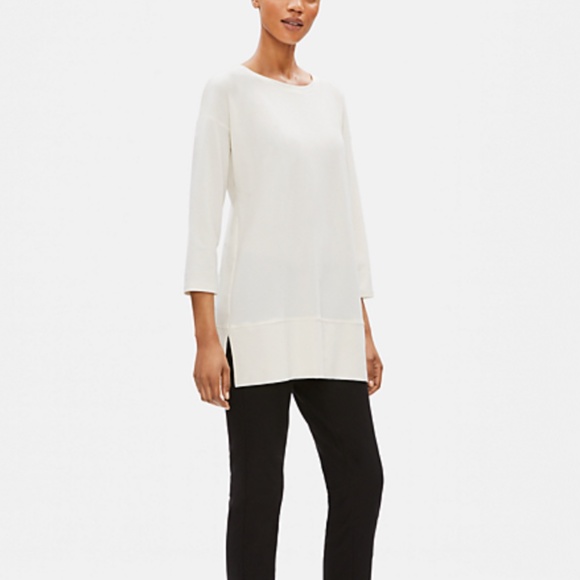 Eileen Fisher Lightweight Stretch Crepe Tunic - Picture 1 of 7